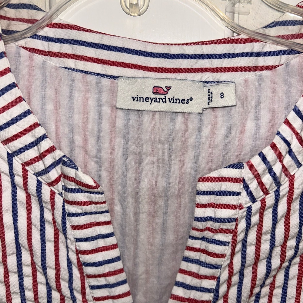 Vineyard Vines Seersucker Red, White and Blue Sleeveless dress size 8